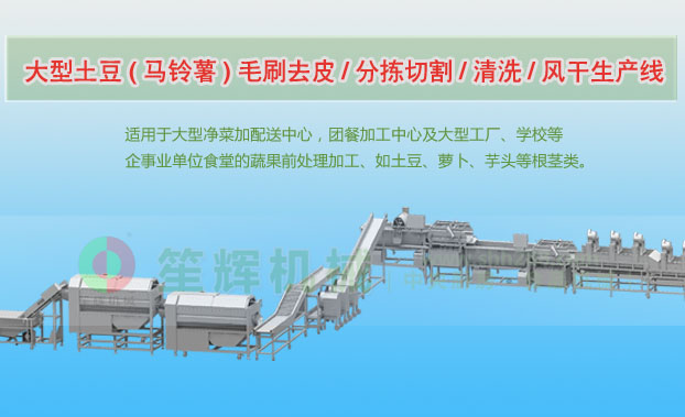 钦南连续式土豆去皮清洗切割风干生产线